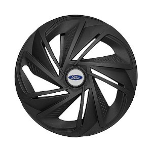 Calota Esportiva Aro 14 Nitro Preta Fosca emblema Ford Prata