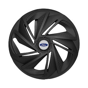 Calota Esportiva Aro 14 Nitro Preta Fosca emblema Ford Prata