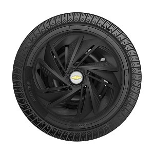 Calota Esportiva Aro 14 Nitro Preta Fosca emblema GM Prata