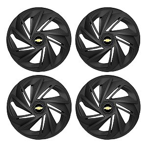 Jogo Calota Esportiva Aro 14 Nitro Preta Fosca emblema GM Preto