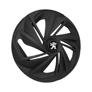 Jogo Calota Esportiva Aro 14 Nitro Preta Fosca emblema Peugeot