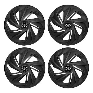 Jogo Calota Esportiva Aro 14 Nitro Preta Fosca emblema Toyota