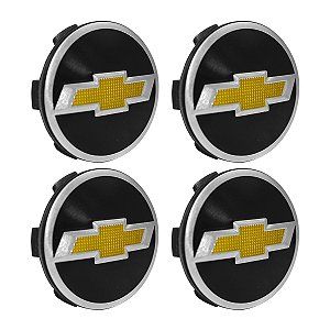 Jogo Calotinha 56mm Centro de Roda Scorro Emblema GM Preto