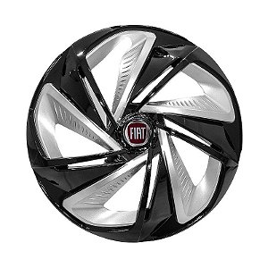 Calota Esportiva Aro 14 Nitro Black Silver emblema Fiat Vermelho