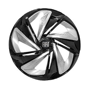 Calota Esportiva Aro 14 Nitro Black Silver Emblema Fiat Preto