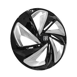 Jogo Calota Esportiva Aro 14 Nitro Black Silver emblema Fiat Preto