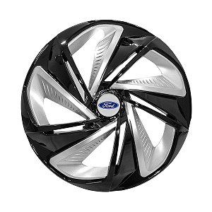 Calota Esportiva Aro 14 Nitro Black Silver emblema Ford Prata