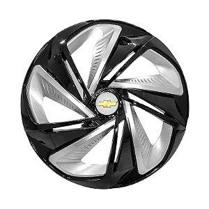 Calota Esportiva Aro 14 Nitro Black Silver emblema GM Prata