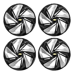 Jogo Calota Esportiva Aro 14 Nitro Black Silver emblema GM Preto