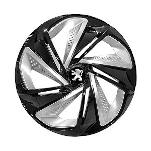 Calota Esportiva Aro 14 Nitro Black Silver emblema Peugeot