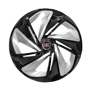Calota Esportiva Aro 13 Nitro Black Silver emblema Fiat Vermelho