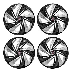 Jogo Calota Esportiva Aro 13 Nitro Black Silver emblema Fiat Vermelho