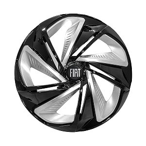 Calota Esportiva Aro 13 Nitro Black Silver emblema Fiat Preto