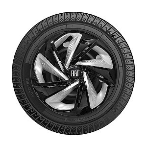 Jogo Calota Esportiva Aro 13 Nitro Black Silver emblema Fiat Preto