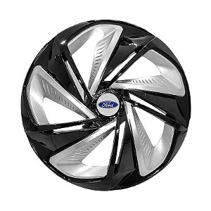 Calota Esportiva Aro 13 Nitro Black Silver emblema Ford Prata