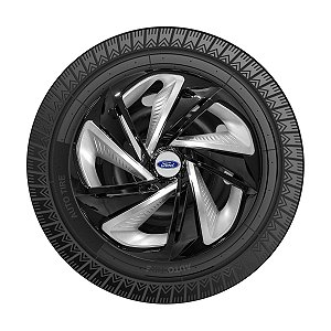 Calota Esportiva Aro 13 Nitro Black Silver emblema Ford Prata