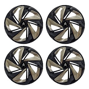 Jogo Calota Esportiva Aro 14 Nitro Black Gold emblema Citroen