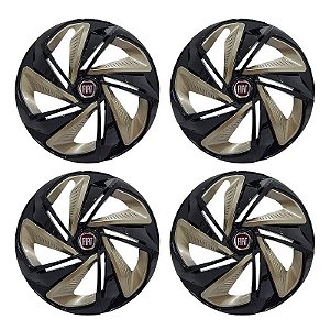 Jogo Calota Esportiva Aro 14 Nitro Black Gold emblema Fiat Vermelho