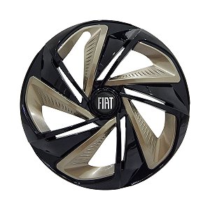 Jogo Calota Esportiva Aro 14 Nitro Black Gold emblema Fiat Preto