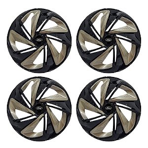 Jogo Calota Esportiva Aro 14 Nitro Black Gold emblema Ford Preto