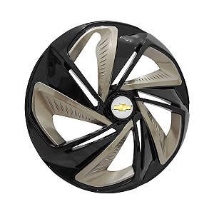 Calota Esportiva Aro 14 Nitro Black Gold emblema GM Prata