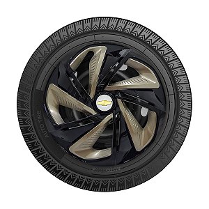 Jogo Calota Esportiva Aro 14 Nitro Black Gold emblema GM Prata
