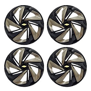Jogo Calota Esportiva Aro 14 Nitro Black Gold emblema GM Preto