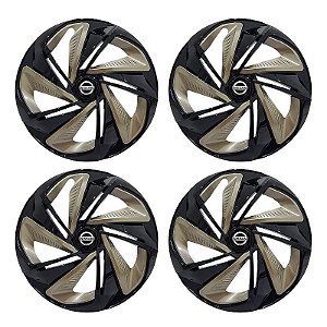 Jogo Calota Esportiva Aro 14 Nitro Black Gold emblema Nissan