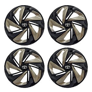 Jogo Calota Esportiva Aro 14 Nitro Black Gold emblema Toyota