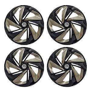 Jogo Calota Esportiva Aro 13 Nitro Black Gold emblema Volkswagen
