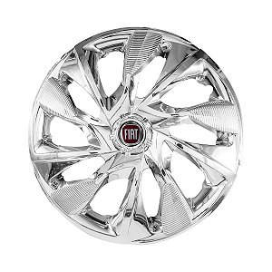 Calota Esportiva Aro 14 DS4 Cromada emblema Fiat Vermelho