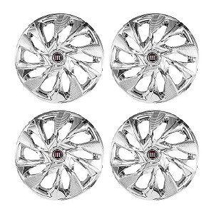 Jogo Calota Esportiva Aro 14 DS4 Cromado emblema Fiat Vermelho