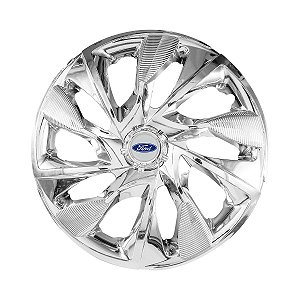 Calota Esportiva Aro 14 DS4 Cromada emblema Ford Prata