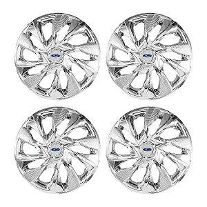 Jogo Calota Esportiva Aro 14 DS4 Cromado emblema Ford Prata