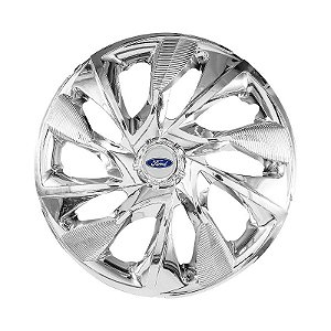Calota Esportiva Aro 13 DS4 Cromada emblema Ford Prata