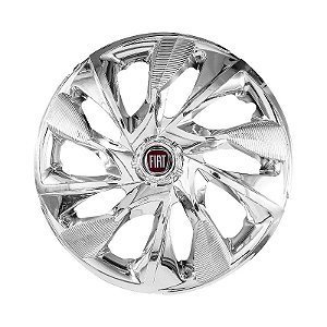 Calota Esportiva Aro 13 DS4 Cromada emblema Fiat Vermelho