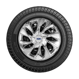 Calota Esportiva Aro 15 DS4 Cromada emblema Ford Prata
