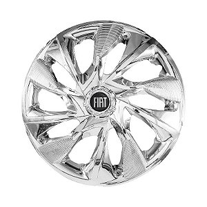 Calota Esportiva Aro 15 DS4 Cromada emblema Fiat Preta