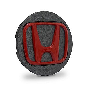 Calotinha 69mm Centro de Roda Honda New Civic Grafite com Vermelho