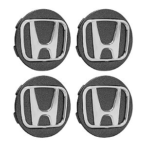 Jogo Calotinha 56mm Centro de Roda Esportiva KRMAI Honda Civic SI Grafite com Cromado