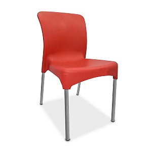 Cadeira plástica Sec Line Vermelha com pés de Alumínio