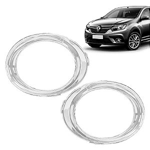 Par Aplique Cromado Moldura Grade de Milha Sandero 2020/2022