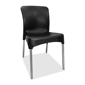 Cadeira plástica Sec Line Preta com pés de Alumínio