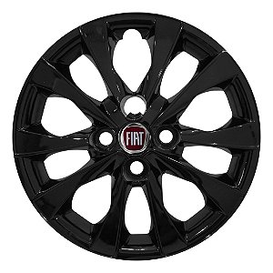 Calota Aro 14 Fiat Mobi 2021 2022 Preta Brilhante + Emblema