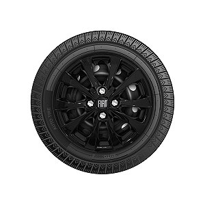 Calota Aro 14 Fiat Mobi 2021 2022 Preta Brilhante + Emblema