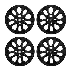 Jogo Calota Aro 14 Fiat Mobi modelo 2021 2022 Preta Brilhante
