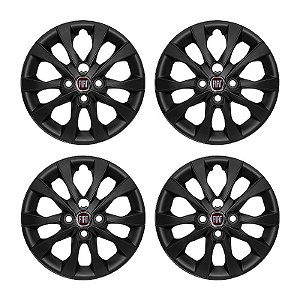 Jogo Calota Aro 14 Fiat Mobi modelo 2021 2022 Preta Fosca