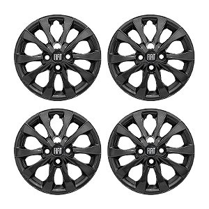 Jogo Calota Aro 14 Fiat Mobi modelo 2021 2022 Grafite Brilhante