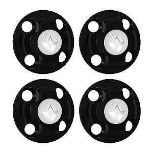 Jogo Calota Central New Cap emblema resinado Renault Prata