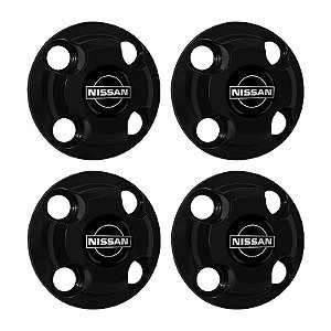 Jogo Calota Central New Cap emblema resinado Nissan Preto